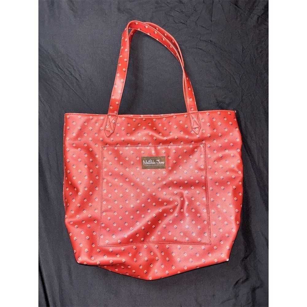 Matilda Jane Tote Bag Womens Large Red‎ Floral Print Shoulder Carryall preppy